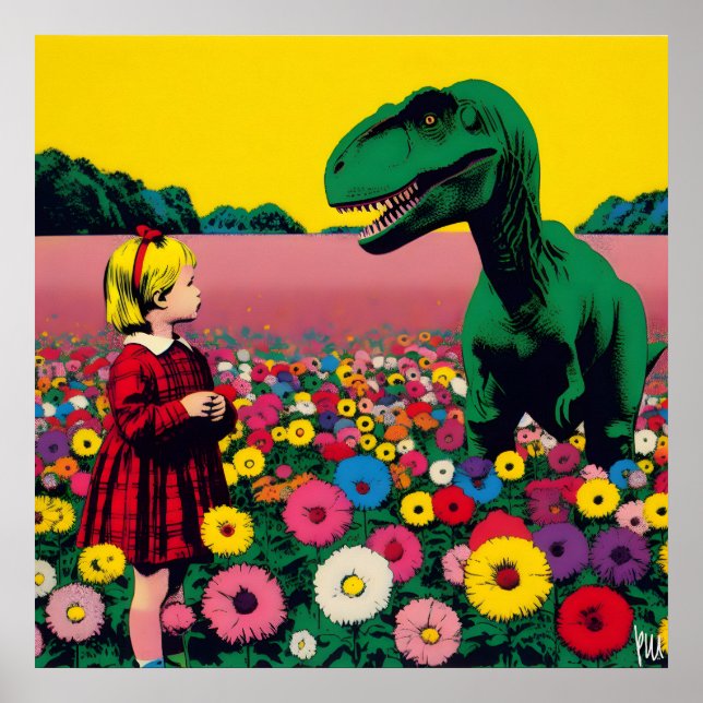 The little girl & the dino poster (Front)