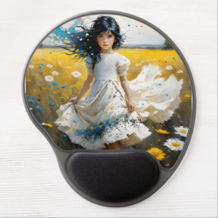 The little girl with black hair and blue eyes was gel mouse pad