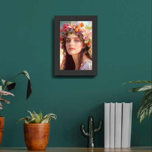 The little goddess of bright flowers framed art