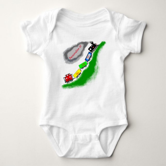 The Little Man Train Personalized Baby Bodysuit (Front)
