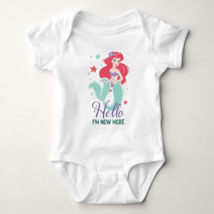 The Little Mermaid Ariel Hello I'm New Here Baby Bodysuit