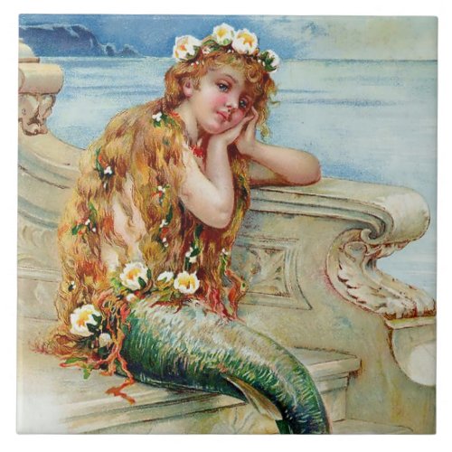 The Little Mermaid by E S Hardy Ceramic Tile