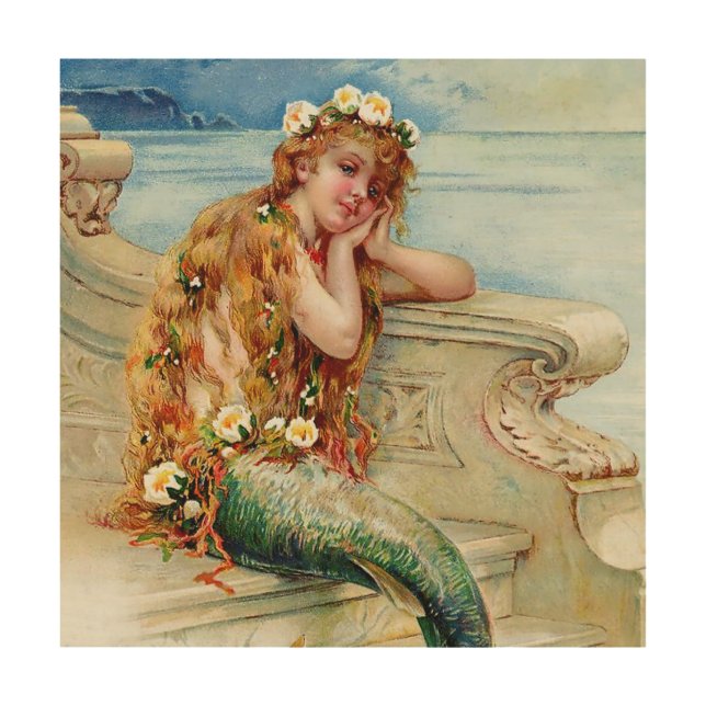 “The Little Mermaid” by E S Hardy Wood Wall Art (Front)