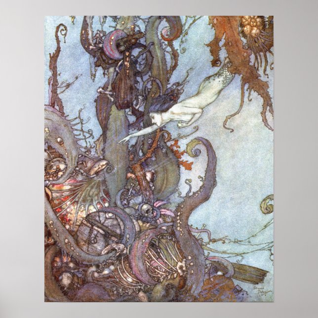 The Little Mermaid by Edmund Dulac Poster (Front)