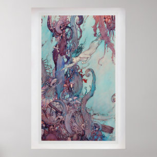 The Little Mermaid by Edmund Dulac Vintage Fine Poster