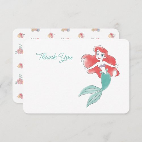 The Little Mermaid  Floral Baby Shower Thank You Invitation