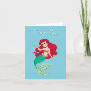 The Little Mermaid Floral Birthday Thank You Card