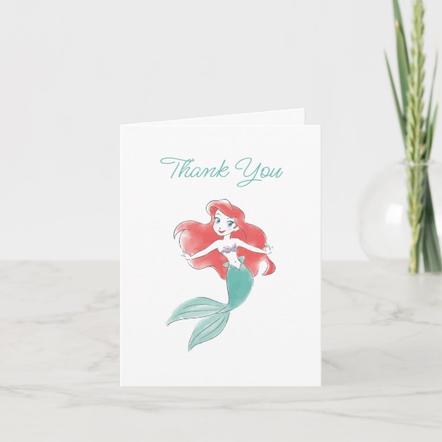 The Little Mermaid | Floral Birthday Thank You Card (Front)