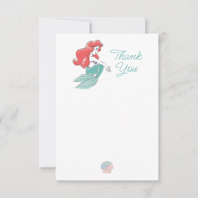 The Little Mermaid | Floral Birthday Thank You Card (Front)