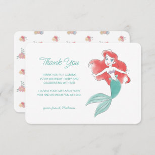 The Little Mermaid   Floral Birthday Thank You Invitation