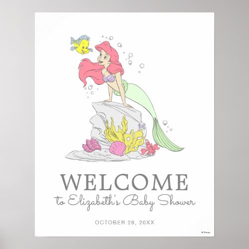 The Little Mermaid Girl Baby Shower Welcome Poster