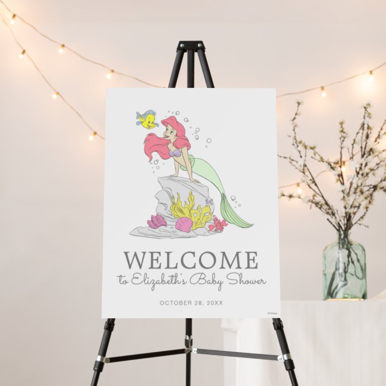 The Little Mermaid Girl Baby Shower Welcome Sign