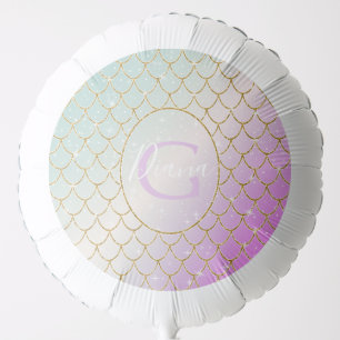 The Little Mermaid. Golden scales on a pink, turqu Balloon
