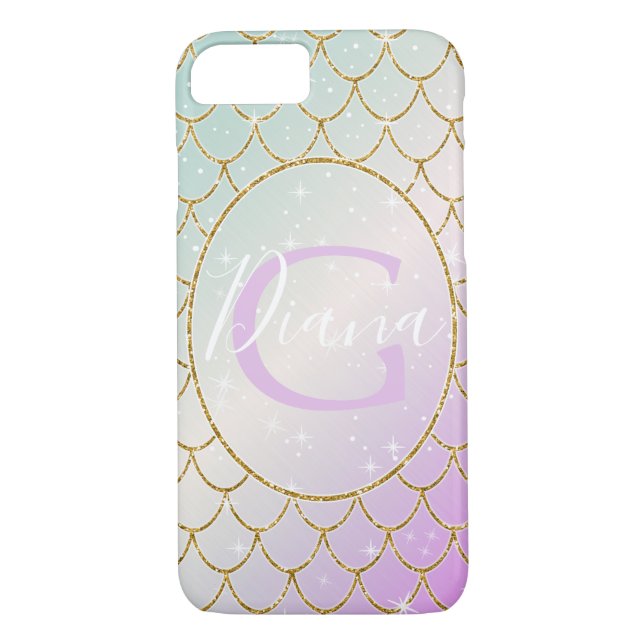 The Little Mermaid. Golden scales on a pink, turqu Case-Mate iPhone Case (Back)