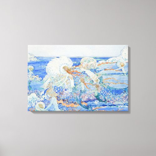 The Little Mermaid _ Mermaids Playing in the Surf Canvas Print