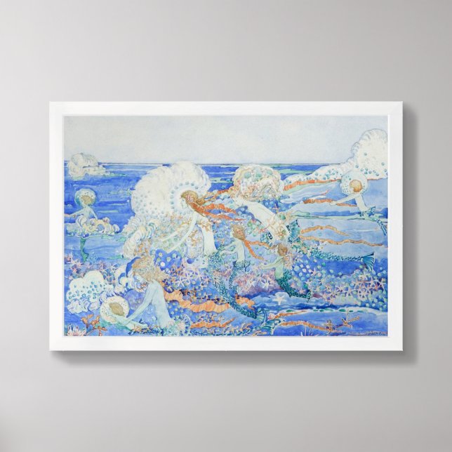 The Little Mermaid - Mermaids Playing in the Surf Framed Art (Framed Front)