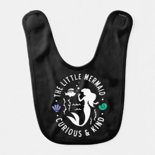 The Little Mermaid Outline "Curious & Kind" Baby Bib