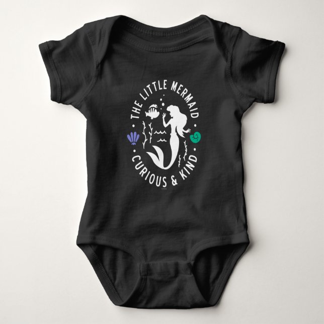 The Little Mermaid Outline "Curious & Kind" Baby Bodysuit (Front)