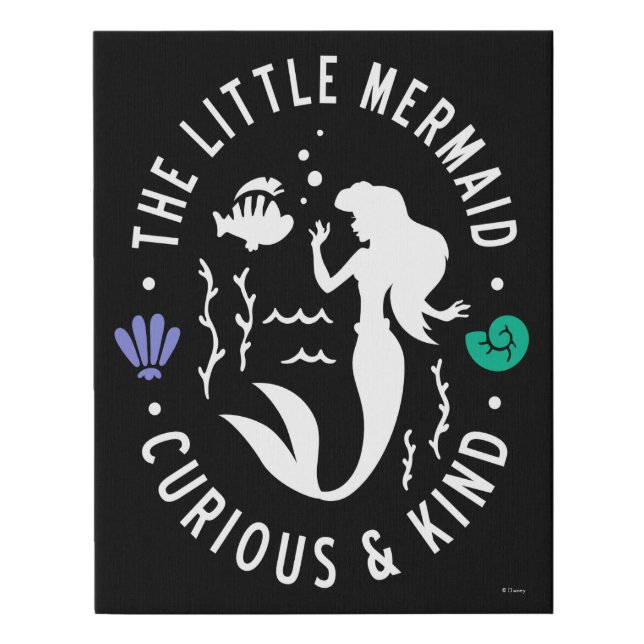 The Little Mermaid Outline "Curious & Kind" Faux Canvas Print (Front)