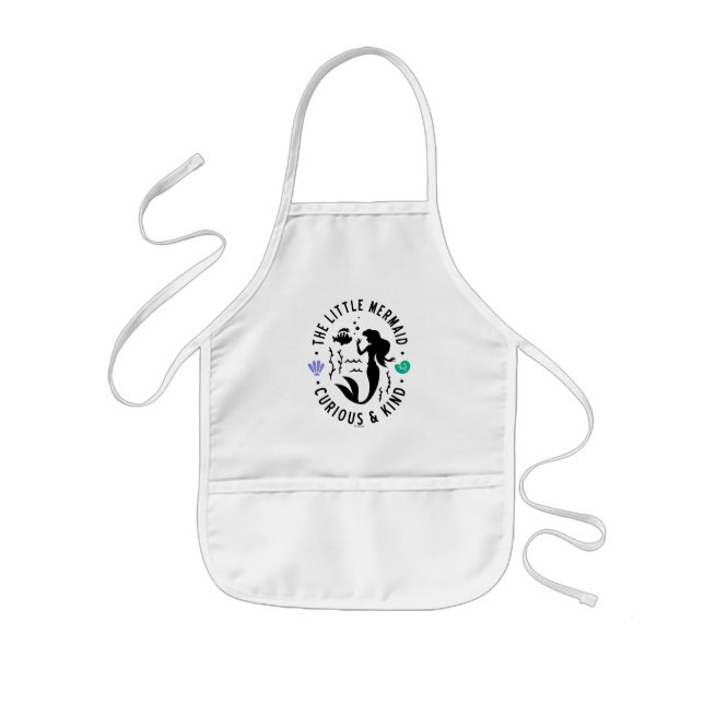 The Little Mermaid Outline "Curious & Kind" Kids' Apron (Front)