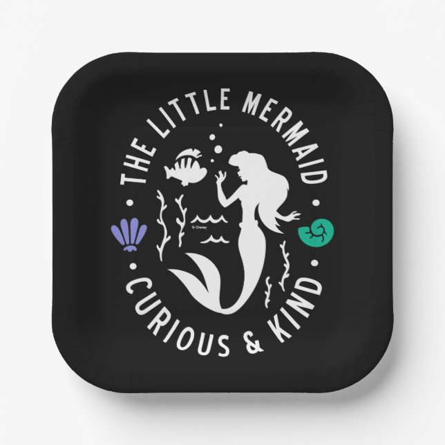 The Little Mermaid Outline "Curious & Kind" Paper Plates (Front)
