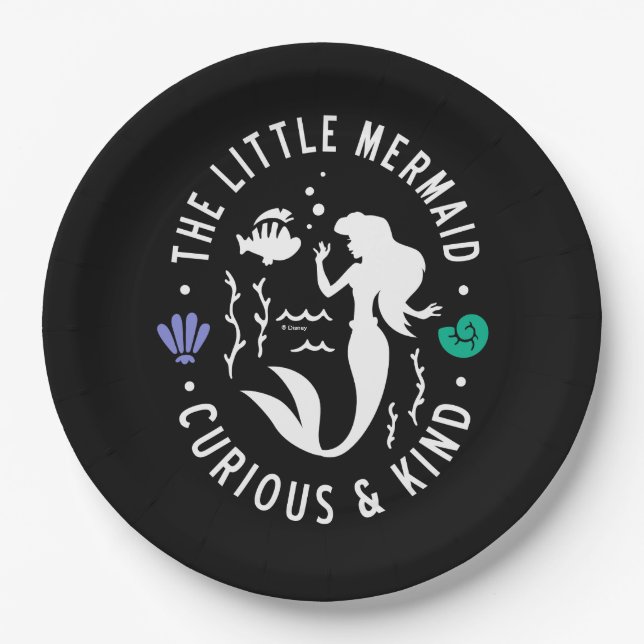 The Little Mermaid Outline "Curious & Kind" Paper Plates (Front)