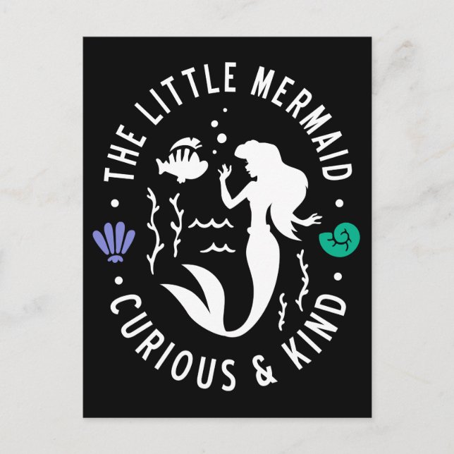 The Little Mermaid Outline "Curious & Kind" Postcard (Front)