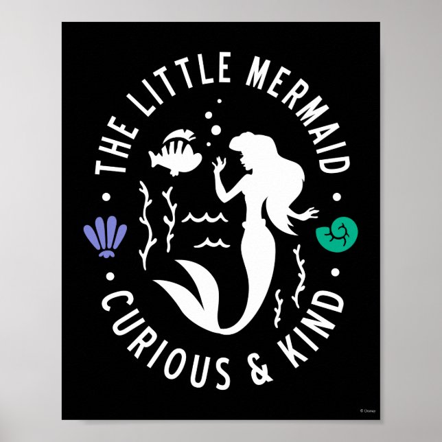 The Little Mermaid Outline "Curious & Kind" Poster (Front)