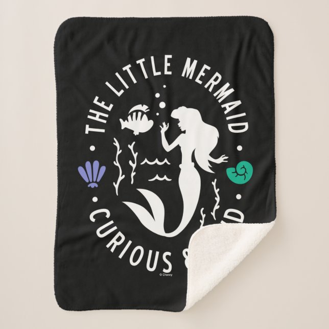 The Little Mermaid Outline "Curious & Kind" Sherpa Blanket (Front)