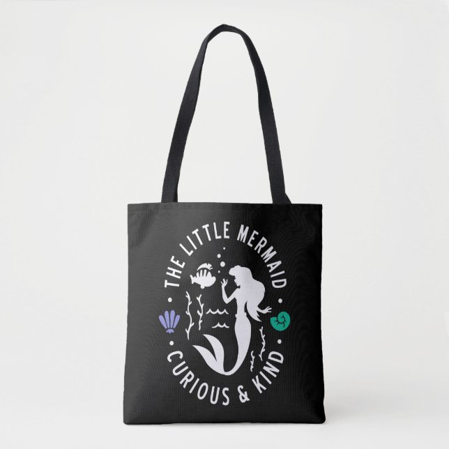 The Little Mermaid Outline "Curious & Kind" Tote Bag (Front)