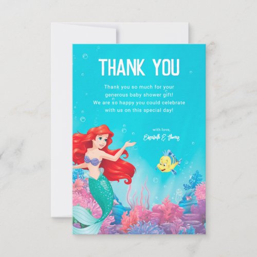 The Little Mermaid  Summer Baby Shower Thank You Card