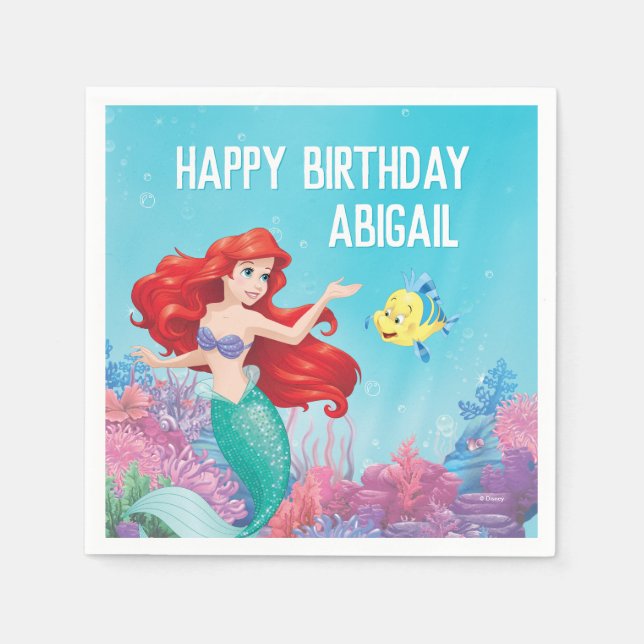 The Little Mermaid | Summer Pool Party Birthday Napkins (Front)