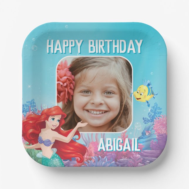 The Little Mermaid | Summer Pool Party Birthday Paper Plates (Front)