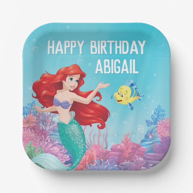 The Little Mermaid | Summer Pool Party Birthday Paper Plates (Front)