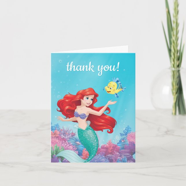 The Little Mermaid | Summer Pool Party Birthday Thank You Card (Front)