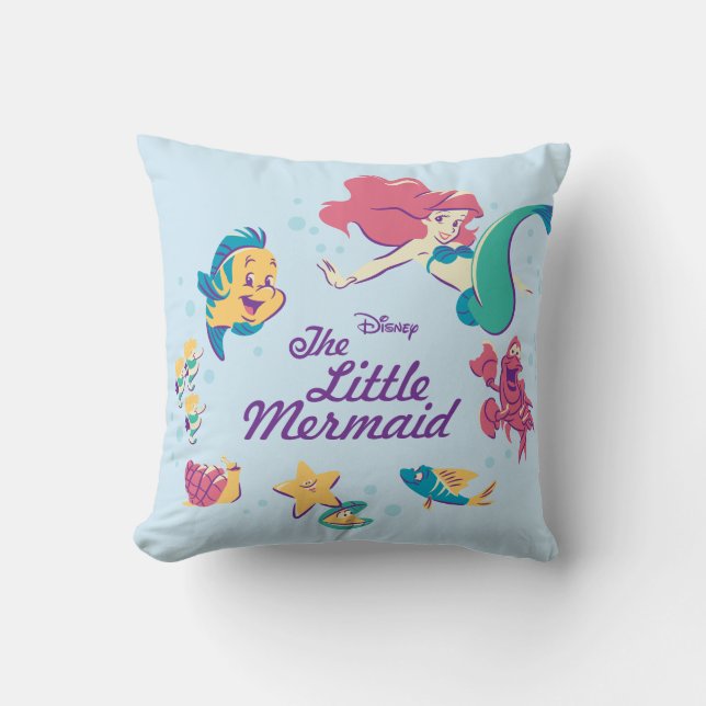 The Little Mermaid & the Sea Throw Pillow (Front)