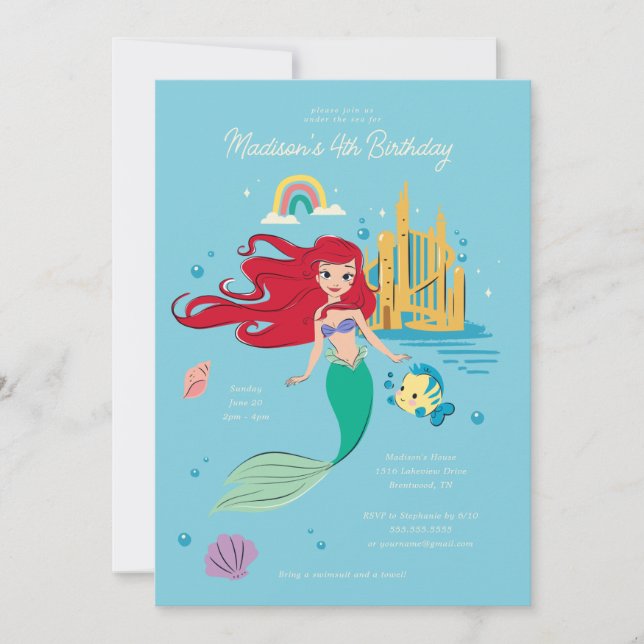 The Little Mermaid | Under the Sea Girls Birthday Invitation (Front)