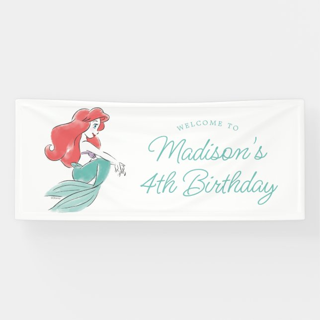 The Little Mermaid | Watercolor Birthday Banner (Horizontal)