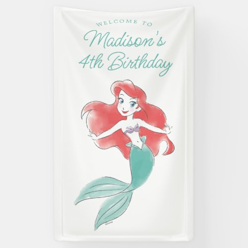 The Little Mermaid  Watercolor Birthday Banner