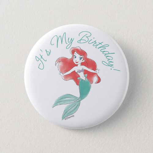 The Little Mermaid  Watercolor Birthday Button