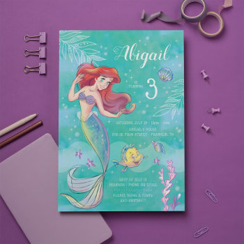 The Little Mermaid | Watercolor Birthday Invitation by DisneyPrincess at Zazzle