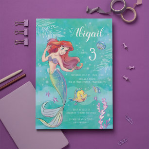 The Little Mermaid   Watercolor Birthday Invitation