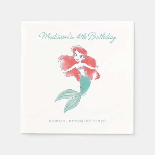 The Little Mermaid  Watercolor Birthday Napkins