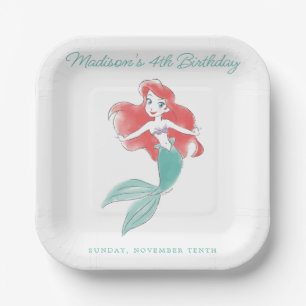 The Little Mermaid   Watercolor Birthday Paper Plates