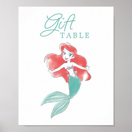 The Little Mermaid  Watercolor Birthday Poster