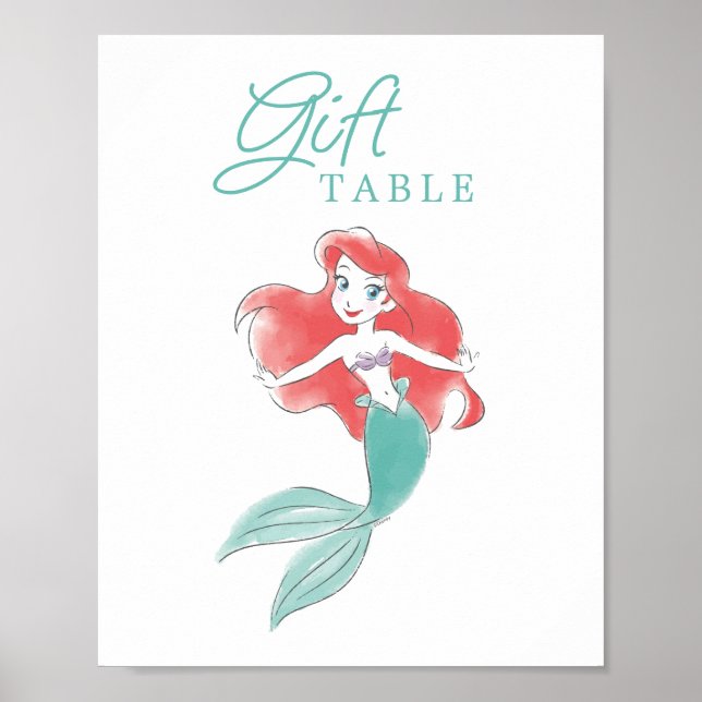 The Little Mermaid | Watercolor Birthday Poster (Front)