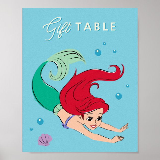The Little Mermaid | Watercolor Birthday Poster (Front)
