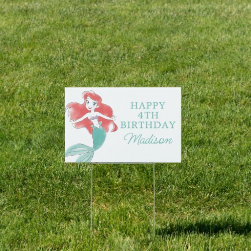 The Little Mermaid  Watercolor Birthday Sign