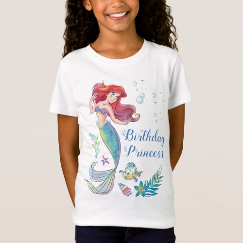 The Little Mermaid  Watercolor Birthday T_Shirt