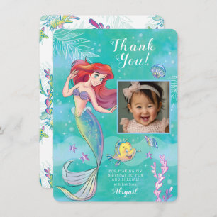 The Little Mermaid Watercolor Birthday Thank You Card